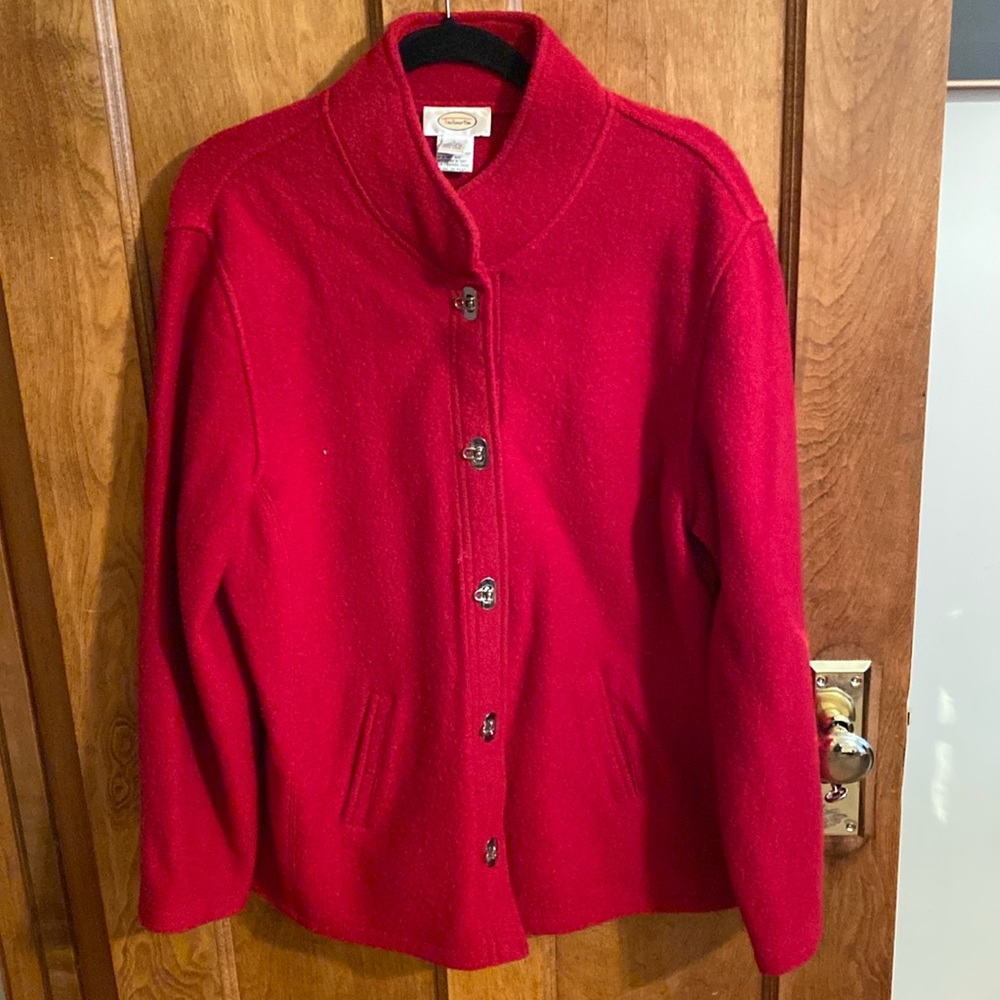 Talbots 100% Wool Button Front Sweater Coat Large… - image 1